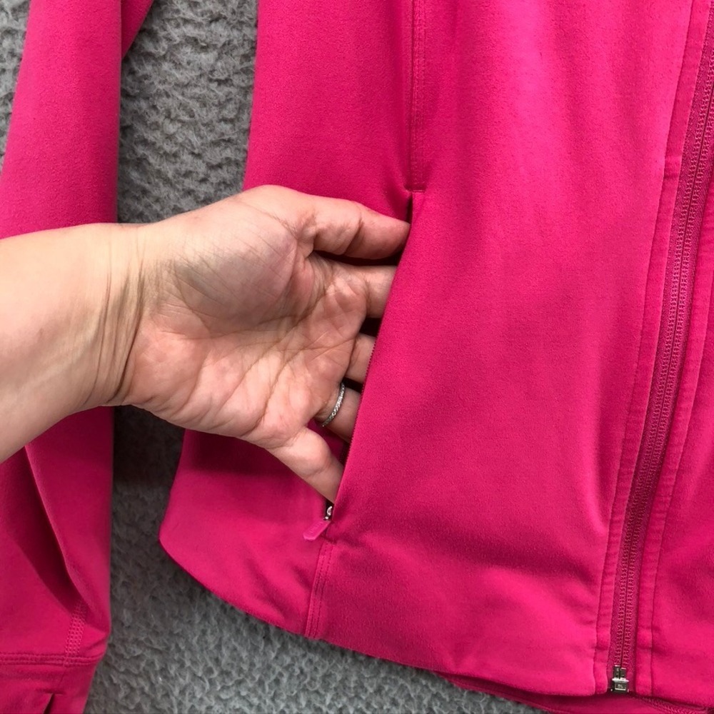 Athleta Triumph Full Zip Jacket Womens Medium M Pink Mock Neck Thumbholes 531109 - Picture 3 of 10